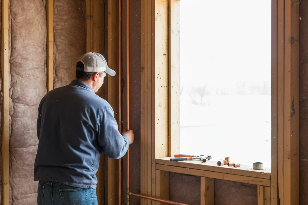 Licensed plumber running new copper supply lines in a East Chatham home