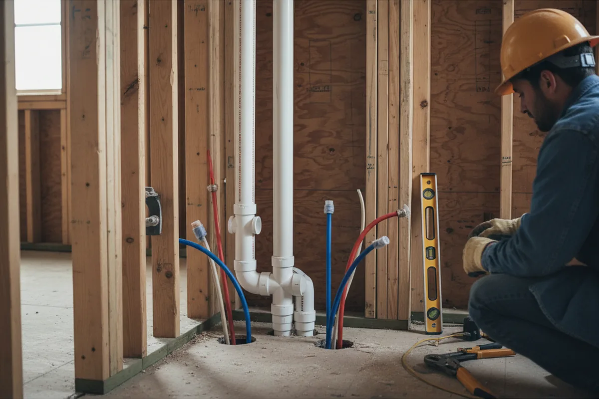 Drain and supply rough-in during Leak Detection in East Chatham