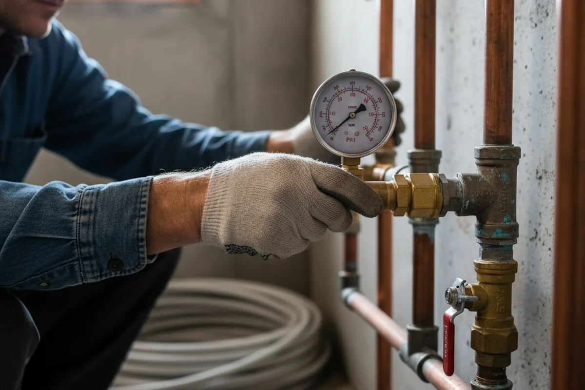Pressure testing a repaired line during Water Line Repair in East Chatham